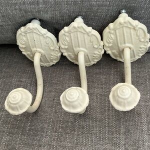 White cast iron wall hooks Set of 3